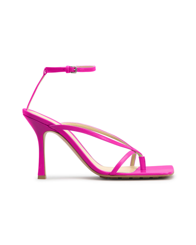 Shop Bottega Veneta Multi Strap Stretch High-heel Sandals In Hollyhock