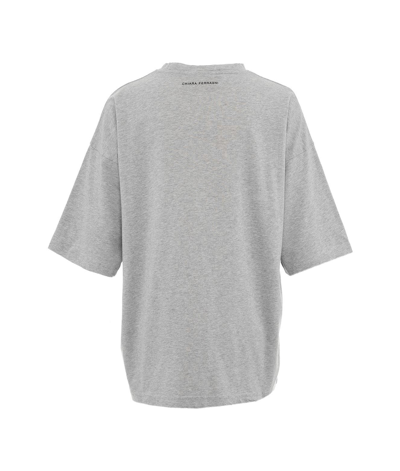 Chiara Ferragni Oversized T-shirt With Elbow-length Sleeves And Print Slogan In Grey