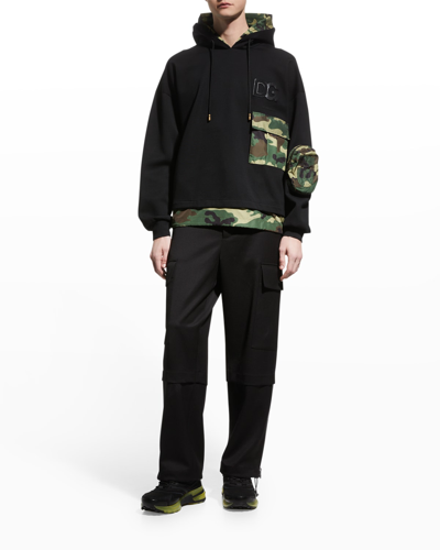 Shop Dolce & Gabbana Men's Pullover Hoodie With Camo Details In Blk Milit