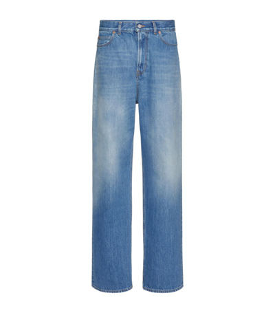 Shop Valentino Relaxed Patch-detail Jeans In Blue