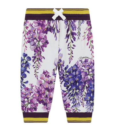 Shop Dolce & Gabbana Kids Cotton Floral Sweatpants In Multi