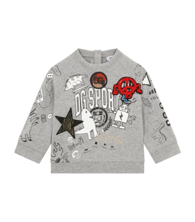 Shop Dolce & Gabbana Kids Graphic Cotton Sweatshirt In Multi