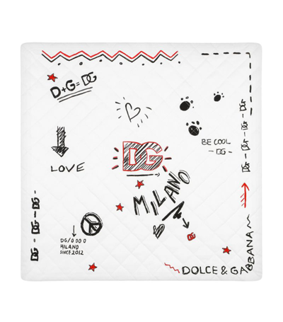 Shop Dolce & Gabbana Kids Cotton Sketch-style Blanket In Multi