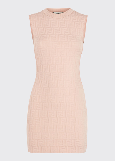 Shop Fendi Logo Embossed Body-con Mini Dress In Grace