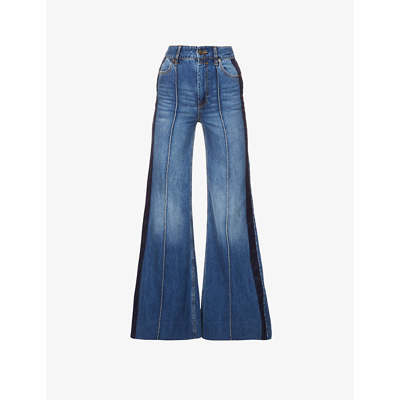 Shop Zimmermann Rhythmic Wide-leg Mid-rise Jeans In High Tide