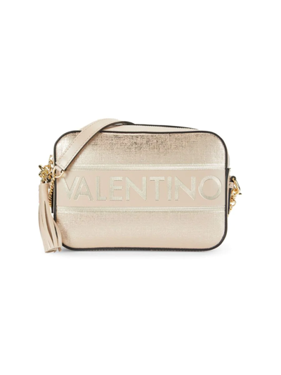 Shop Valentino By Mario Valentino Women's Babette Logo Metallic Leather Camera Bag In Rose