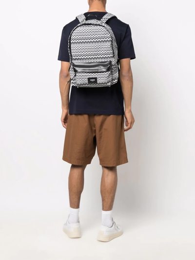 Shop Missoni Striped Pattern Backpack In Black