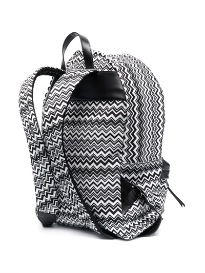 Shop Missoni Striped Pattern Backpack In Black