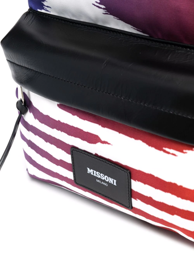 Shop Missoni Gradient Striped Pattern Backpack In White
