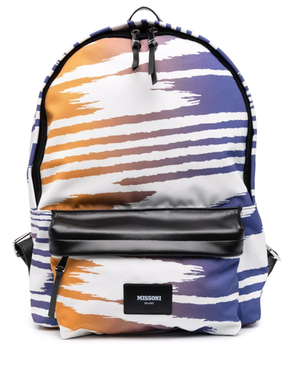 Shop Missoni Gradient Striped Pattern Backpack In Orange
