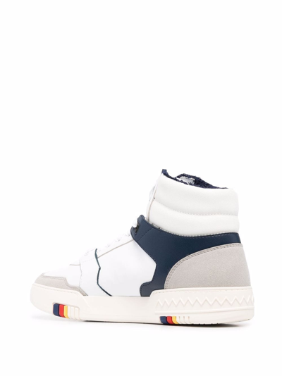 Shop Missoni Panelled Leather High-top Sneakers In White