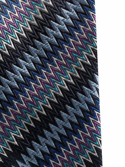Shop Missoni Patterned-jacquard Silk Tie In Blue