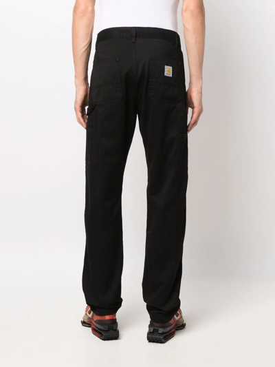 Shop Carhartt Logo-patch Cotton Straight-leg Trousers In Schwarz