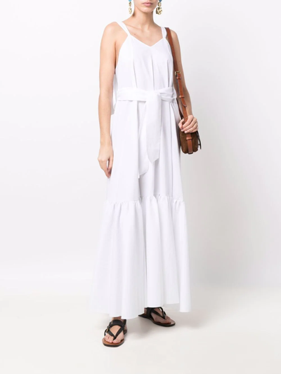 Shop Forte Forte Panelled Tied-waist Dress In Weiss