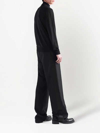 Prada Glitter Logo Intarsia Jumper In Schwarz