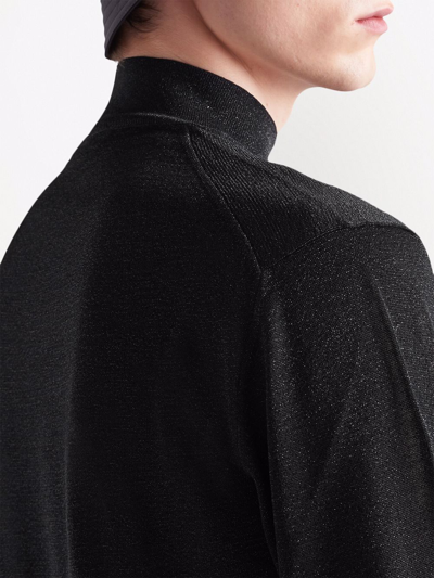 Prada Glitter Logo Intarsia Jumper In Schwarz