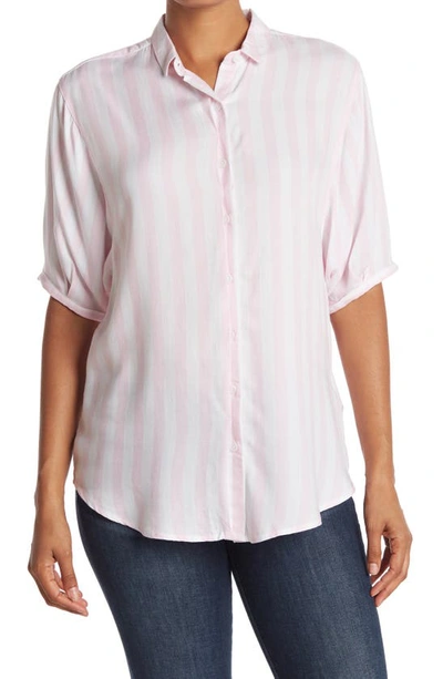 Shop Beachlunchlounge Better Late Short Sleeve Shirt In Pink Dream