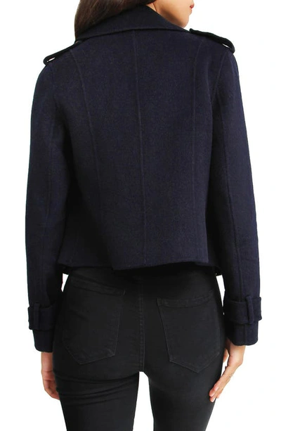 Shop Belle & Bloom Better Off Military Wool Blend Crop Peacoat In Navy