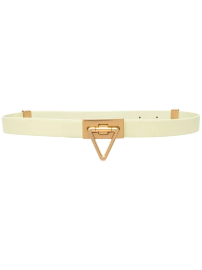 Shop Bottega Veneta Triangle-buckle Leather Belt In Grün