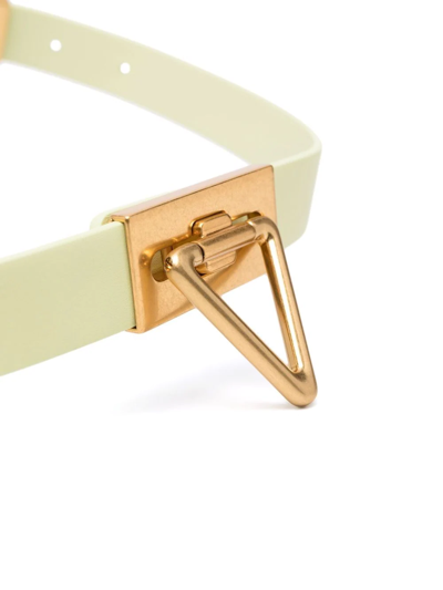 Shop Bottega Veneta Triangle-buckle Leather Belt In Grün