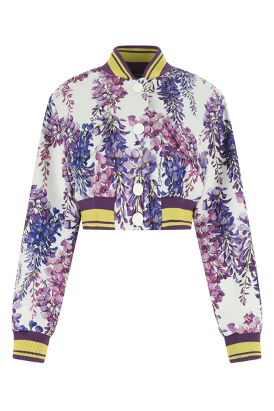 Shop Dolce & Gabbana Printed Stretch Polyester Bomber Jacket  Floral  Donna 42