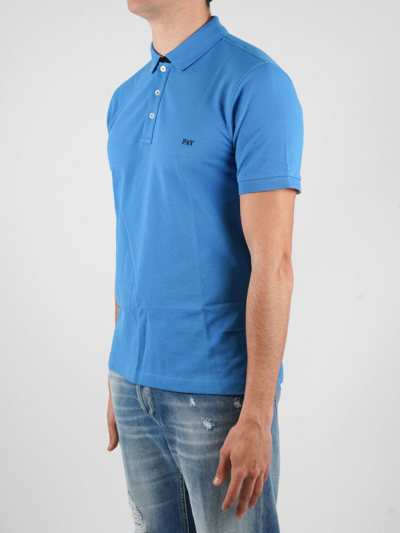 Shop Fay Men's Light Blue Cotton Polo Shirt