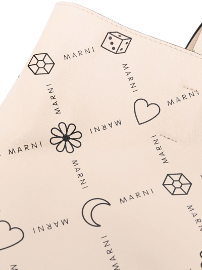Shop Marni Logo-print Tote Bag In Nude
