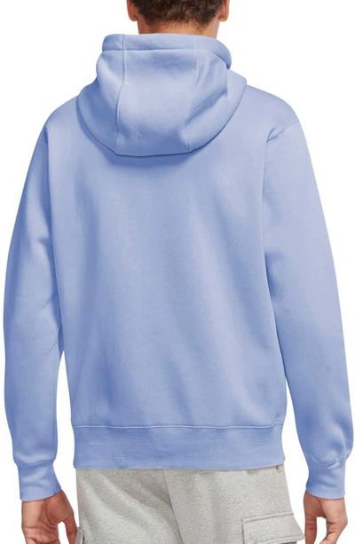 Shop Nike Club Zip-up Logo Hoodie In Light Marine/ White