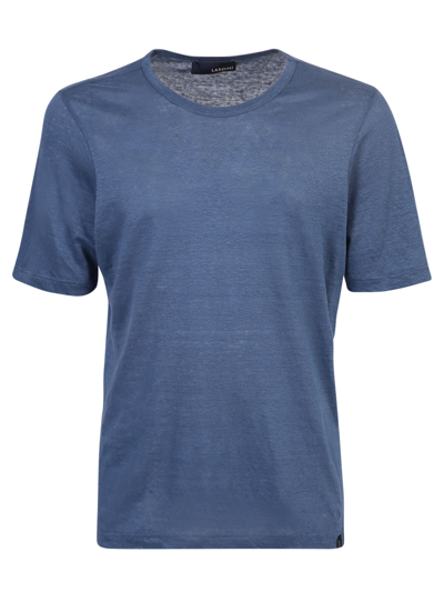 Shop Lardini Monocrom Linen T-shirt In Blue