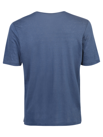Shop Lardini Monocrom Linen T-shirt In Blue