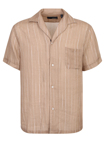 Shop Lardini Stripe Detail Shirt In Yellow