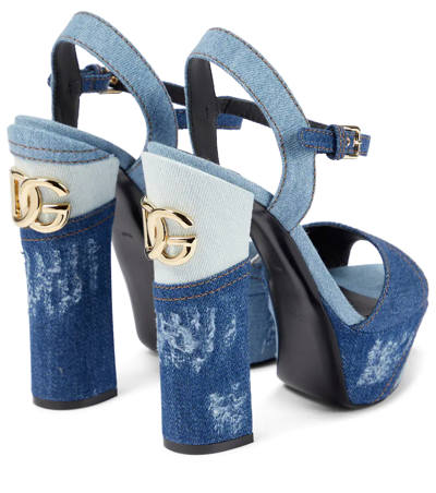 Shop Dolce & Gabbana Keira Denim Platform Sandals In Blue