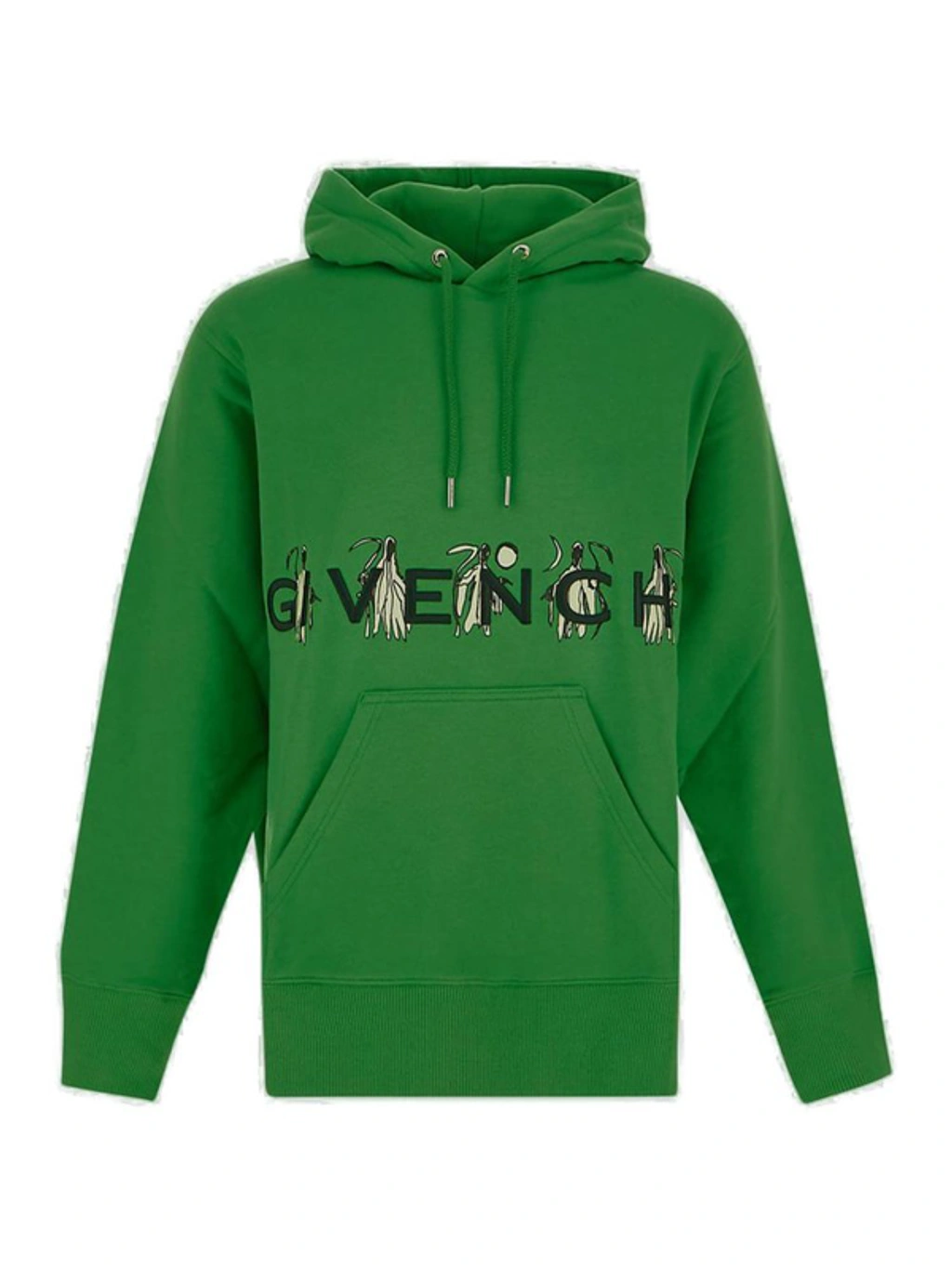 Givenchy Graphic print Logo embossed Cotton jersey Hoody In Green ModeSens