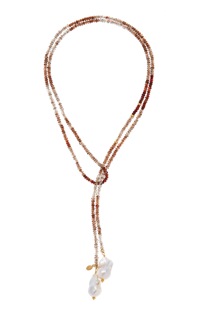 Shop Joie Digiovanni Exclusive Pearl Beaded Lariat Necklace In Brown