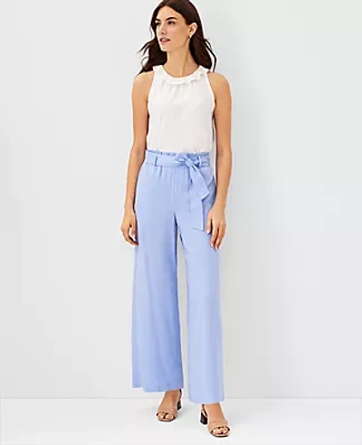 Shop Ann Taylor The Petite Tie Waist Pant In Windswept Blue