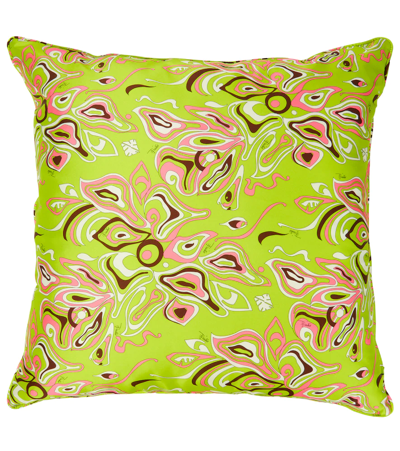 Shop Emilio Pucci Printed Cotton Cushion In Verde