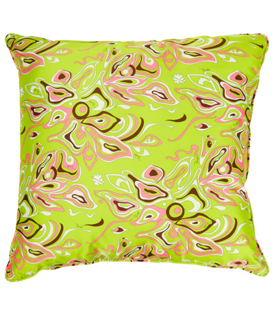 Shop Emilio Pucci Printed Cotton Cushion In Verde