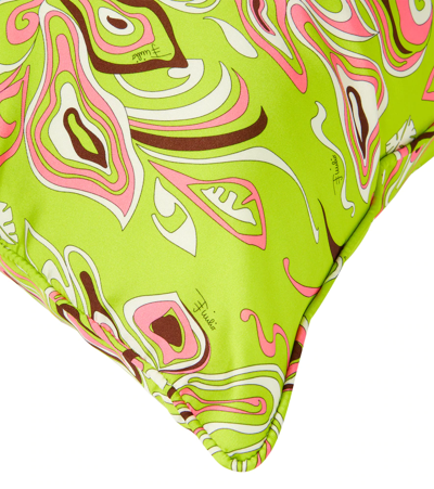 Shop Emilio Pucci Printed Cotton Cushion In Verde