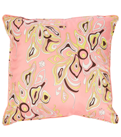 Pucci Africana Silk Twill Cushion In Rosa