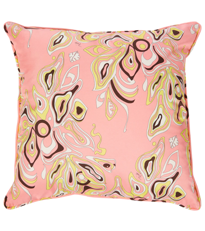 Shop Emilio Pucci Printed Silk Twill Pillow In Rosa