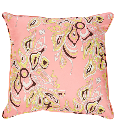Pucci Africana Silk Twill Cushion In Rosa