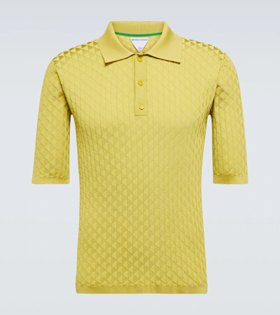 Shop Bottega Veneta Short-sleeved Silk-blend Polo Polo Shirt In Seagrass