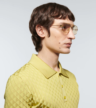 Bottega Veneta Square-frame Glasses In Gold-gold-yellow