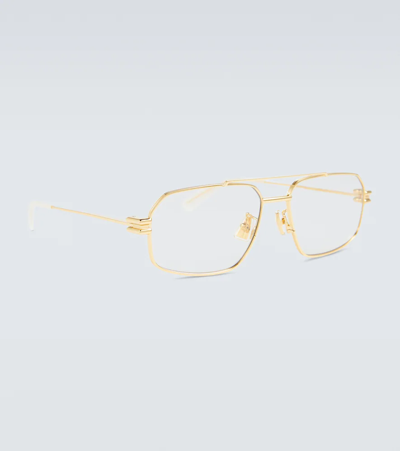 Bottega Veneta Square-frame Glasses In Gold-gold-yellow