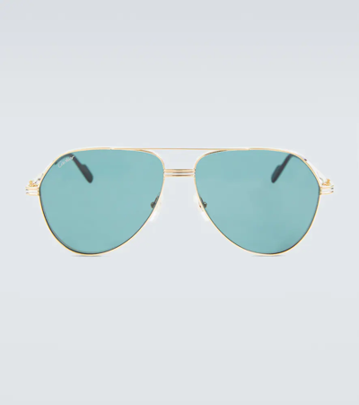 Cartier Aviator Sunglasses In Gold-gold-green