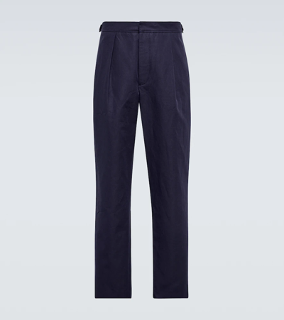 Shop King & Tuckfield Cotton And Linen Pants In Navy