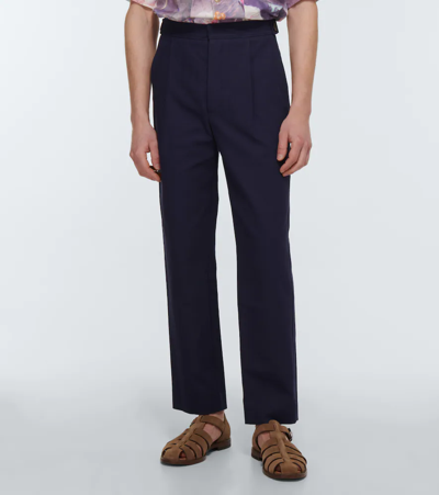 Shop King & Tuckfield Cotton And Linen Pants In Navy