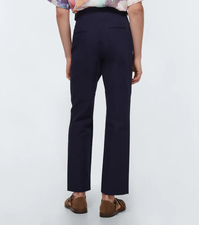 Shop King & Tuckfield Cotton And Linen Pants In Navy
