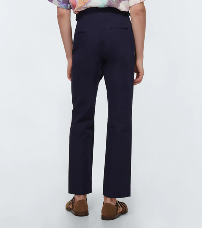 King & Tuckfield Cotton And Linen Pants In Navy