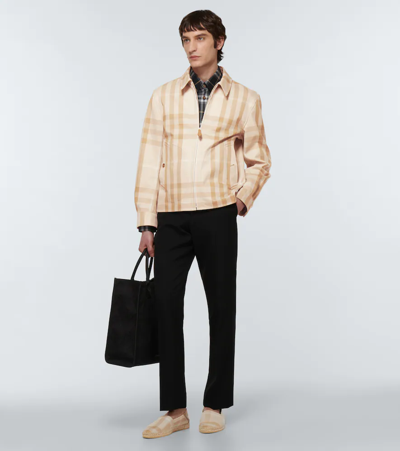 Shop Burberry Checked Cotton Jacket In Neutrals
